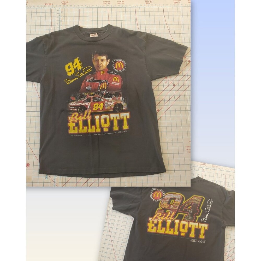 Bill Elliot #94 1997 McDonald's Nascar T-shirt Men's XLarge Black Racing Worn